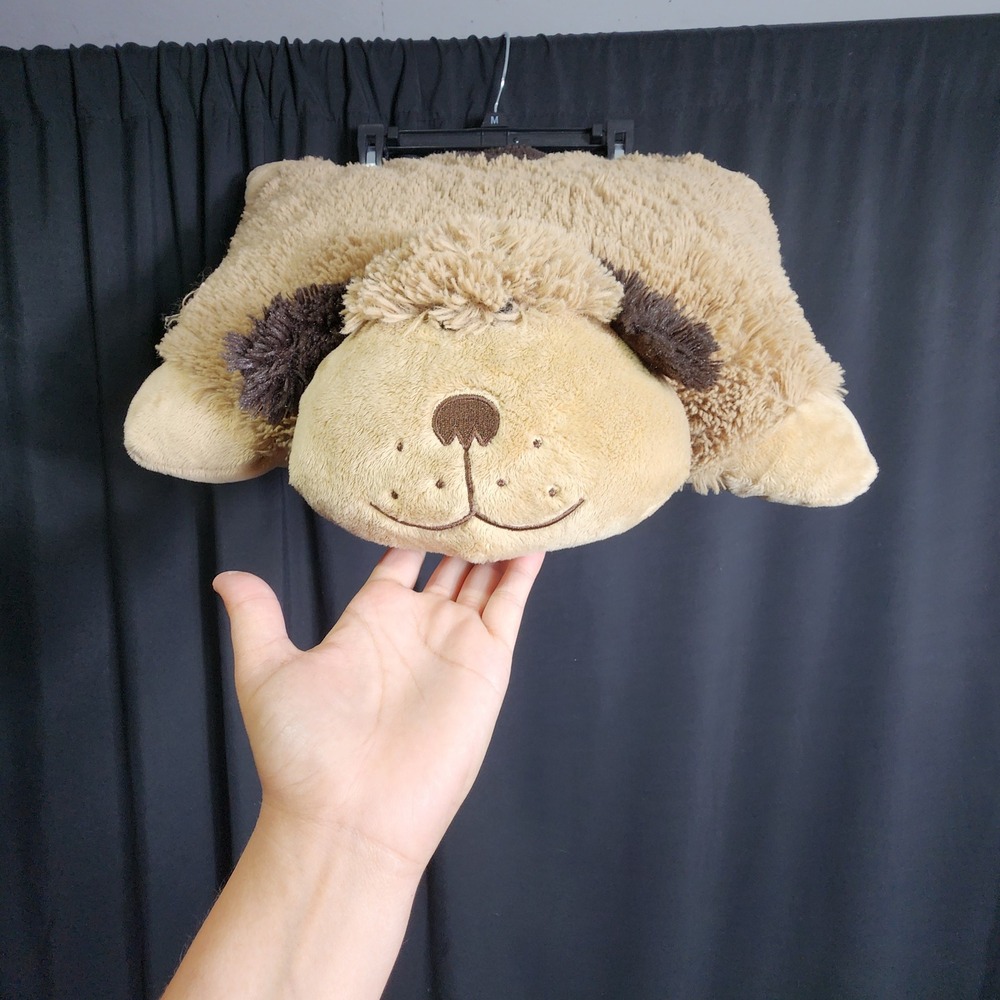 Pillow Pets 2010 Puppy Dog Plush‎ Folding Pillow Tan Brown Shaggy 18 Inch Toy